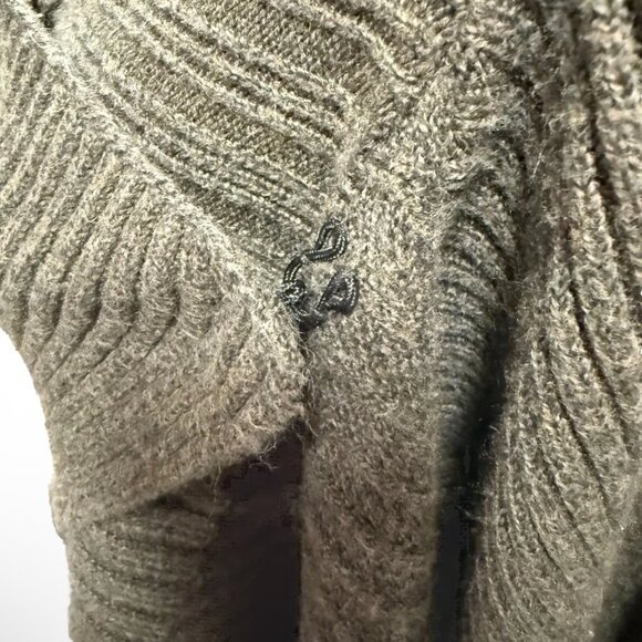 Simply Vera Wang Olive Green Chunky Wrap Poncho S Sweater Lagenlook Flowy Ribbed - Picture 7 of 9